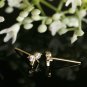 Diamond Bow Studs 14k Solid Gold Bow Tie Nose Ear Piercing Birthday Gift Charm.