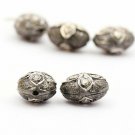 Polki Shape Pave Diamond Beads 925 Silver Diamond Beads Oval Shape Findings.
