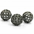 925 Sterling Silver Pave Diamond Beads Round Shape Beads Filigree Diamond Beads.