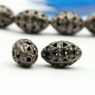 Pave Diamond Oval Filigree Beads 925 Silver Diamond Beads Necklace Making Beads