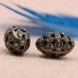 Pave Diamond Oval Filigree Beads 925 Silver Diamond Beads Necklace Making Beads