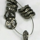 Rondelle Spacers Pave Diamond Beads 925 Silver Round Jewelry Findings Charm.