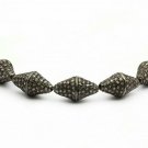 Pave Diamond Oval Beads 925 Silver Diamond Necklace Beads Cone Shape Beads.