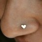 14k Solid Gold Heart Nose Piercing Delicate Tiny Nose Ring Body Piercing Ring.