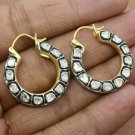 Natural Polki Diamond Hoop Earring 925 Silver Diamond Earring Birthday Gift.