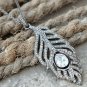 Genuine Pave Diamond 925 Silver Polki Feather Pendant Handmade Jewelry Gift.