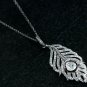 Genuine Pave Diamond 925 Silver Polki Feather Pendant Handmade Jewelry Gift.