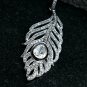 Genuine Pave Diamond 925 Silver Polki Feather Pendant Handmade Jewelry Gift.