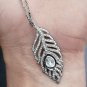Genuine Pave Diamond 925 Silver Polki Feather Pendant Handmade Jewelry Gift.