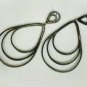 Pave Diamond 3 Layer Teardrop Pear Shape Dangle Clip Earring 14k Gold&925 Silver