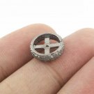 925 Sterling Silver Pave Diamond Spacer Beads Wheel Rondelles Diamond Findings.