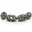 Designer Diamond Filigree Beads 925 Silver Oval Shape Beads Natural Diamond Bead