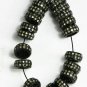 Rondelle Beads Pave Diamond Beads 925 Silver Double Line Rondelle Spacer Beads.