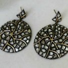 Round Dangle Earring Rose Cut Diamond Earring 14kGold&925 Silver Diamond Earring Round Dangle Earring Rose Cut Diamond Earring 14kGold&925 Silver Diamond Earring