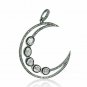 925 Sterling Silver Diamond Crescent Moon Pendant Polki Diamond Moon Necklace.