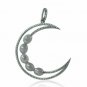 925 Sterling Silver Diamond Crescent Moon Pendant Polki Diamond Moon Necklace.