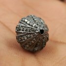 Pave Diamond 12mm Beads 925 Silver Diamond Shape Beads Necklace Making Beads.