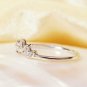 14k Gold Art Deco Diamond Ring Wedding Stackable Ring Gold Crown Diamond Ring.