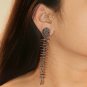Pave Diamond Long Earring 925 Silver Rondelle Earring Fashion Jewelry Gift.