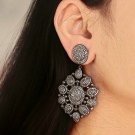 Pave Diamond Flower Dangle Earring 925 Silver Fashion Diamond Earring Jewelry. Pave Diamond Flower Dangle Earring 925 Silver Fashion Diamond Earring Jewelry.
