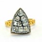 Polki Diamond Triangle Ring 925 Silver Diamond Wedding Anniversary Gift Ring.