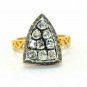 Polki Diamond Triangle Ring 925 Silver Diamond Wedding Anniversary Gift Ring.