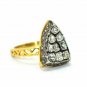 Polki Diamond Triangle Ring 925 Silver Diamond Wedding Anniversary Gift Ring.