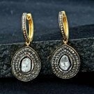 Pave Diamond Hoop Earrings Victorian Style Drop Earring 925 Silver Valentines.