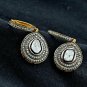 Pave Diamond Hoop Earrings Victorian Style Drop Earring 925 Silver Valentines.