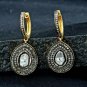 Pave Diamond Hoop Earrings Victorian Style Drop Earring 925 Silver Valentines.