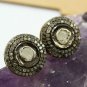 Pave Diamond Stud Earring 925 Silver Polki Diamond Valentines Earrings Jewelry.