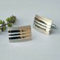 14k Solid Gold Men Cufflinks Geometric Matte&Glossy Rectangular Cufflinks Gift.