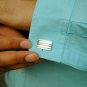 14k Solid Gold Men Cufflinks Geometric Matte&Glossy Rectangular Cufflinks Gift.