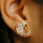 Circular Concave Diamond Stud 14k Gold Round Diamond Stud Earring 3D Moon Gift.