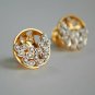 Circular Concave Diamond Stud 14k Gold Round Diamond Stud Earring 3D Moon Gift.