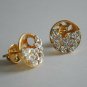 Circular Concave Diamond Stud 14k Gold Round Diamond Stud Earring 3D Moon Gift.