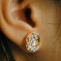 Circular Concave Diamond Stud 14k Gold Round Diamond Stud Earring 3D Moon Gift.