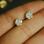 Diamond Stud Earring 14k Gold Natural Diamond Bridal Earring Flower Diamond Stud