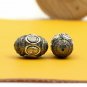 Silver Pave Diamond Beads Two Tone Polki Oval Beads Findings 925 Sterling Silver