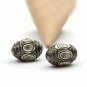 Silver Pave Diamond Beads Two Tone Polki Oval Beads Findings 925 Sterling Silver
