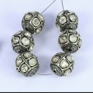Pave Diamond Polki Beads 12mm Rosecut Ball Beads 925 Silver For Jewelry Making.