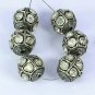 Pave Diamond Polki Beads 12mm Rosecut Ball Beads 925 Silver For Jewelry Making.