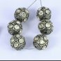 Pave Diamond Polki Beads 12mm Rosecut Ball Beads 925 Silver For Jewelry Making.