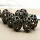 Filigree Round Football Beads Pave Diamond 925 Silver Diamond Jewelry Spacers.