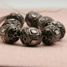 Polki Beads Pave Diamond Findings 925 Silver Filigree Designer Antique Beads.