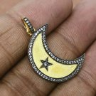 Natural Diamond Half Moon Pendant 925 Silver Diamond Religious Pendant Gift.