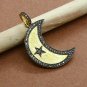 Natural Diamond Half Moon Pendant 925 Silver Diamond Religious Pendant Gift.