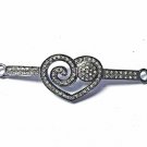 Pave Diamond Heart Connector 925 Silver Diamond Bracelet Chain Connector Supply.