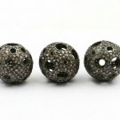 Pave Diamond Round Filigree Beads 925 Silver Diamond Spacer Beads Jewelry Beads.