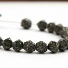 Pave Diamond Hexagon Beads 925 Silver Diamond Spacer Beads Necklace Making Beads